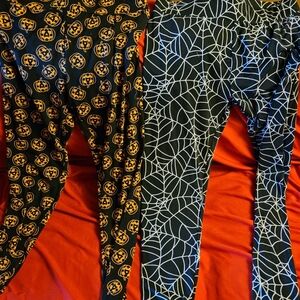 Halloween Pumpkin and Spiderweb Leggings Duo